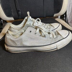 Converse Chuck Taylor Silver Glitter Sparkly Low-Top Sneakers 7